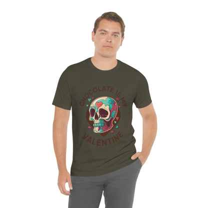 Chocolate Is My Friend My Valentine Skull Unisex Jersey Short Sleeve Tee