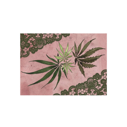 Grey Lace Gorgeous Pink Designed Marijuana 420 Weed Leaf Outdoor Rug