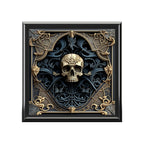 Detailed Chrome Metal Style Blue, Grey And Black Gothic Skull Jewelry Box Jewelry Box
