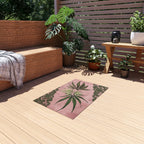 Grey Lace Gorgeous Pink Designed Marijuana 420 Weed Leaf Outdoor Rug