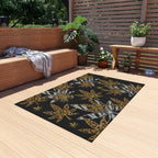 Gold And Zebra Marijuana Pot Weed Leaf 420 Marijuana Leaf Outdoor Rug