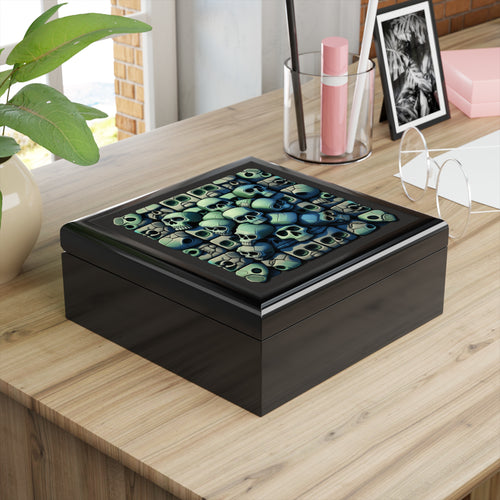 Blue And Black Multi Gothic Style Skulls Jewelry Box Jewelry Box
