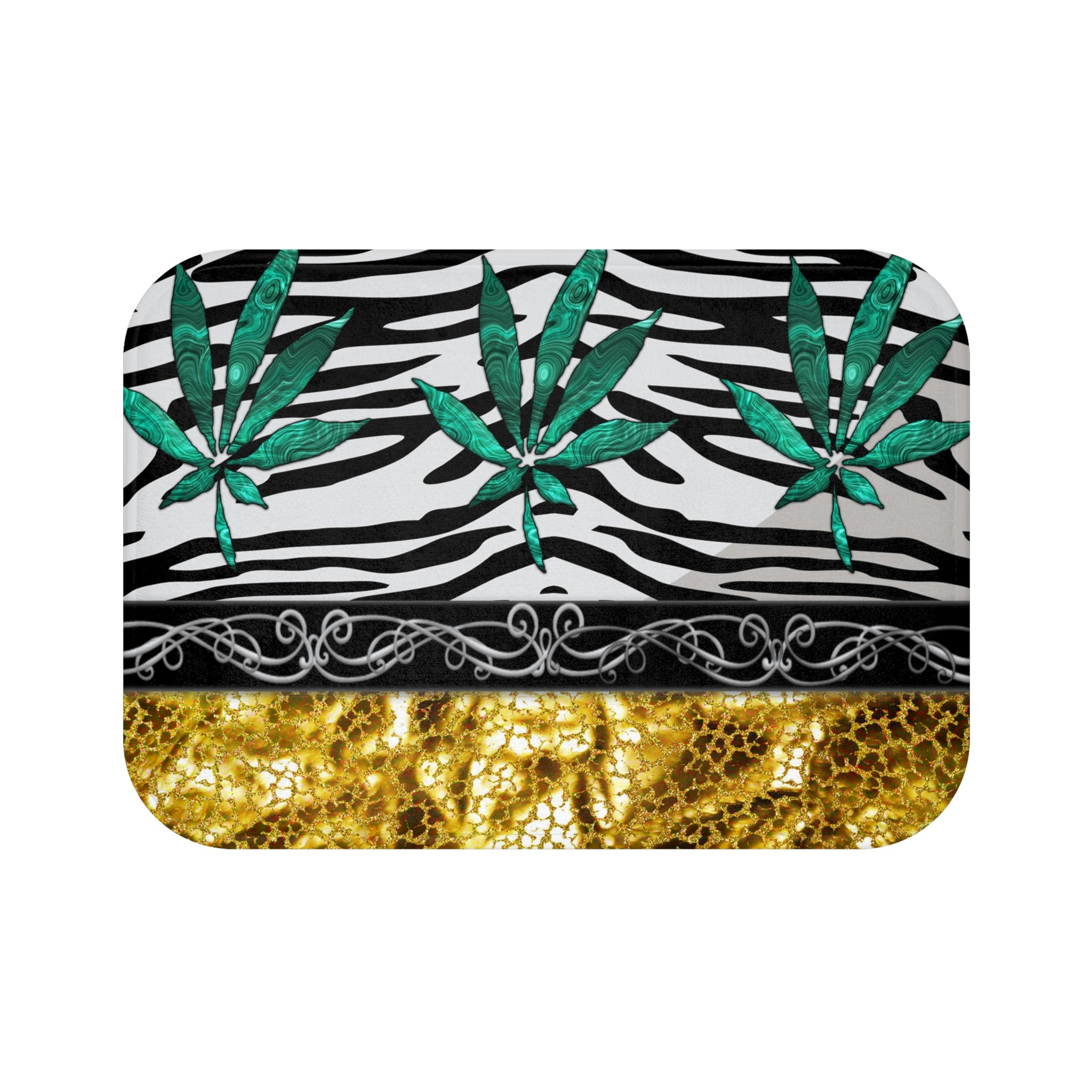 Gold And Zebra White And Black Marijuana Pot Weed Leaf 420 Weed Pot Marijuana Leaf Bathmat