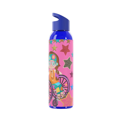 Super Girl Hippie Chic , Wheelchair Purple Background Sky Water Bottle