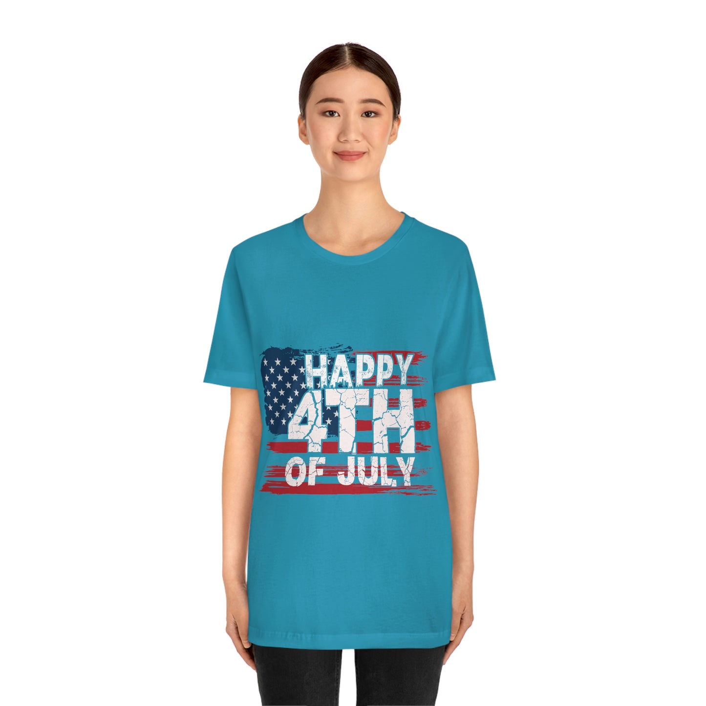 Happy 4 th Of July Independence Day Flag Unisex Jersey Short Sleeve Tee