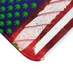 Flag Red,White And Blue Beautiful Red Background With Marijuana Pot Weed 420 Bathmat