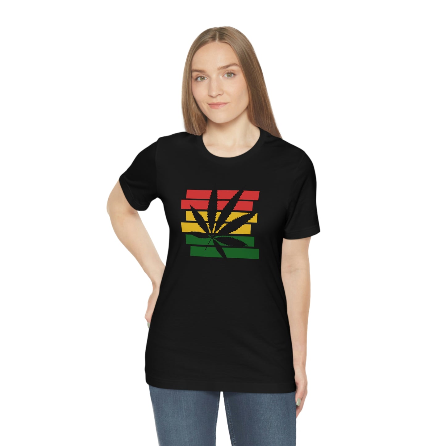 Pot Leaf With Classic Colors, Yellow, Green, Yellow, Unisex Jersey Short Sleeve Tee