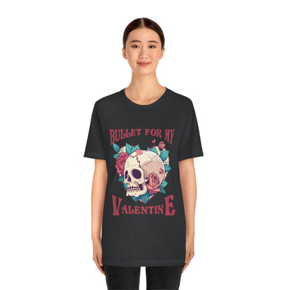 Bullet For My Valentine Skull With Red Roses Unisex Jersey Short Sleeve Tee