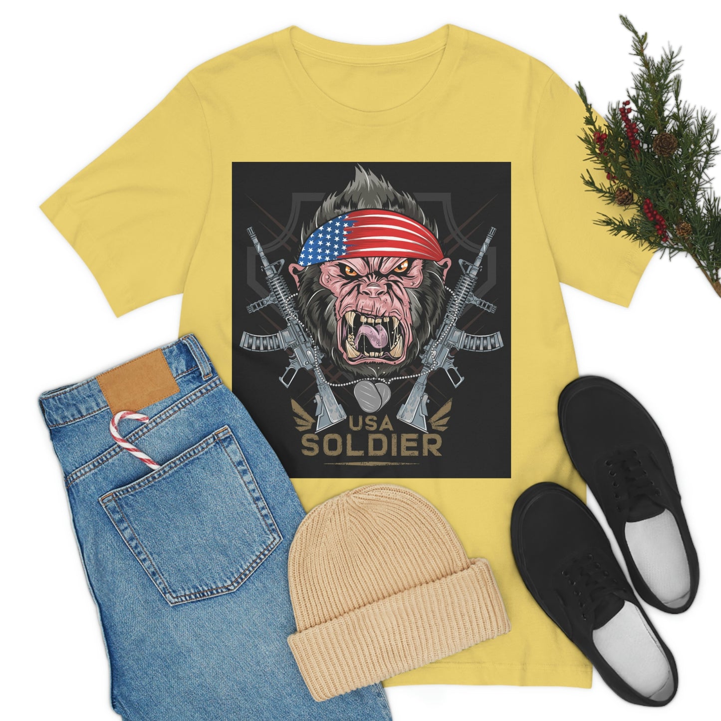 Angry Gorilla USA Soldier, Unisex Jersey Short Sleeve Tee