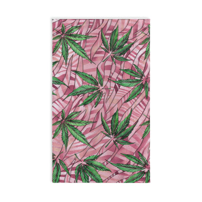 Sassy Pink And Green420 Weed Pot Marijuana Leaf Hand Towel