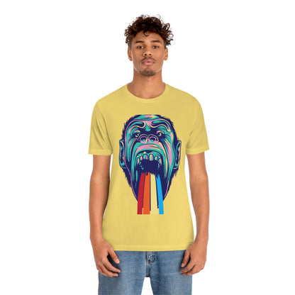 Color Ape Pouring flowing Rainbow Out His Mouth, Unisex Jersey Short Sleeve Tee