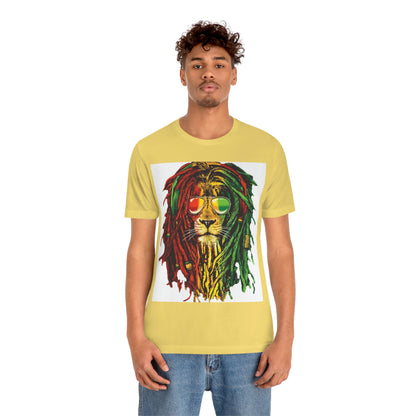 Reggae Lion With Dread locks, Unisex Jersey Short Sleeve Tee