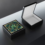 Marijuana Leaf Blue Green Collage Jewelry Box