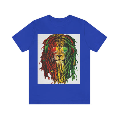 Reggae Lion With Dread locks, Unisex Jersey Short Sleeve Tee