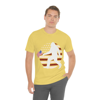 Big Foot American Flag, Fourth Of July 4th Unisex Jersey Short Sleeve Tee