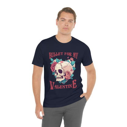 Bullet For My Valentine Skull With Red Roses Unisex Jersey Short Sleeve Tee