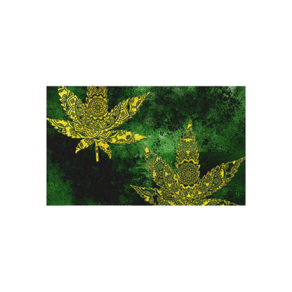 Gorgeous Designed Gold Leaf With multigreen Background Marijuana Pot Weed 420 Outdoor Rug