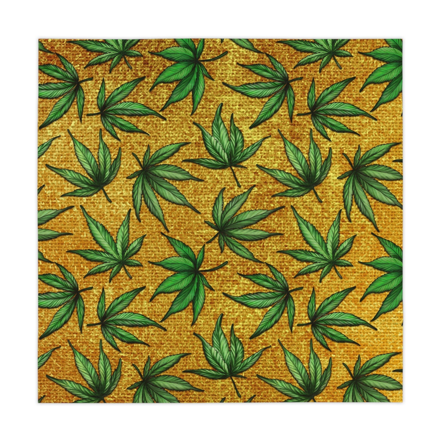 Gold And Green Marijuana Pot Weed Leaf With Gold Background 420 Tablecloth