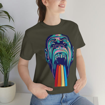 Color Ape Pouring flowing Rainbow Out His Mouth, Unisex Jersey Short Sleeve Tee