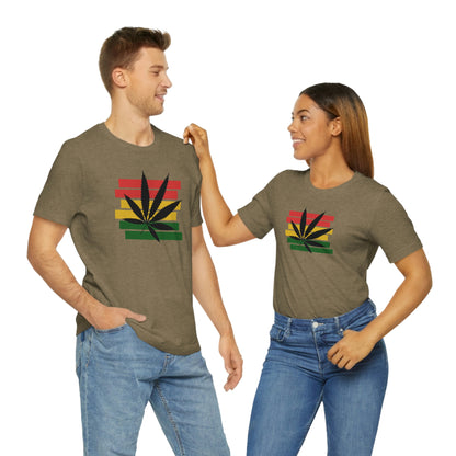 Pot Leaf With Classic Colors, Yellow, Green, Yellow, Unisex Jersey Short Sleeve Tee