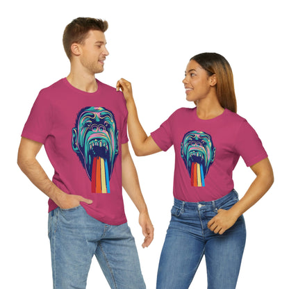 Color Ape Pouring flowing Rainbow Out His Mouth, Unisex Jersey Short Sleeve Tee