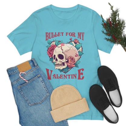 Bullet For My Valentine Skull With Red Roses Unisex Jersey Short Sleeve Tee