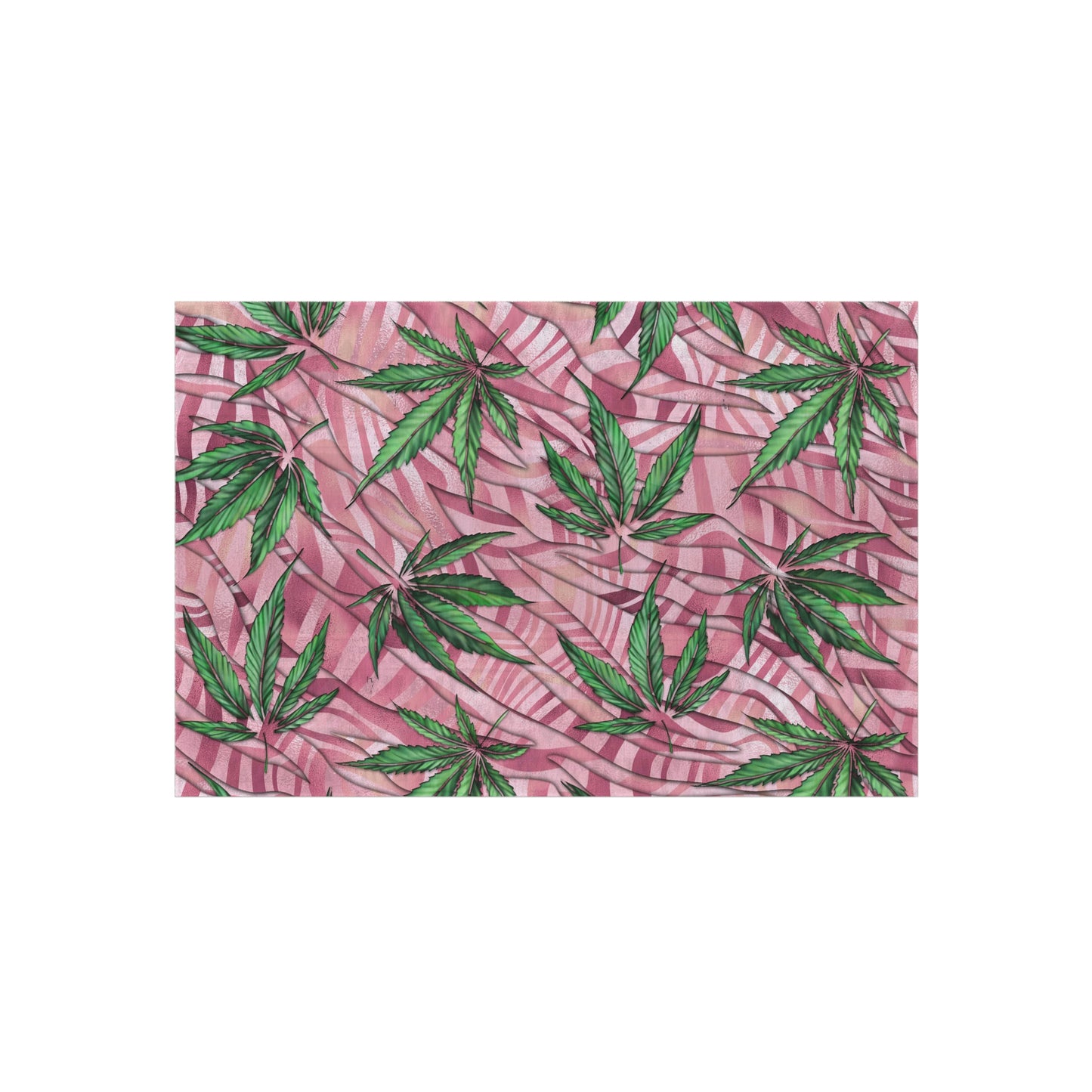 Sassy Pink And Green 420 Weed Marijuana Leaf Outdoor Rug