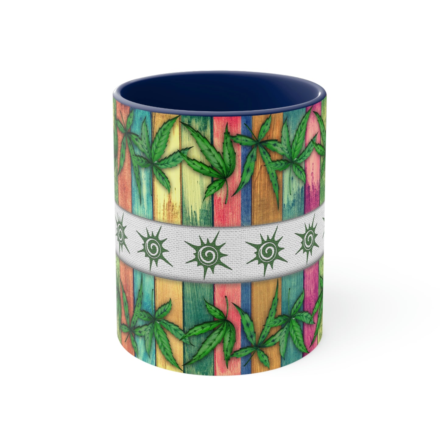 Beautiful Multicolored Pot, Weed, Marijuana Leaf Accent Coffee Mug, 11oz