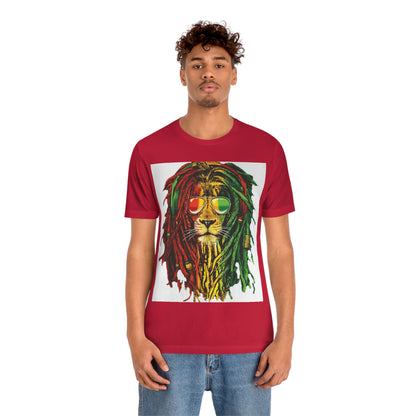 Reggae Lion With Dread locks, Unisex Jersey Short Sleeve Tee