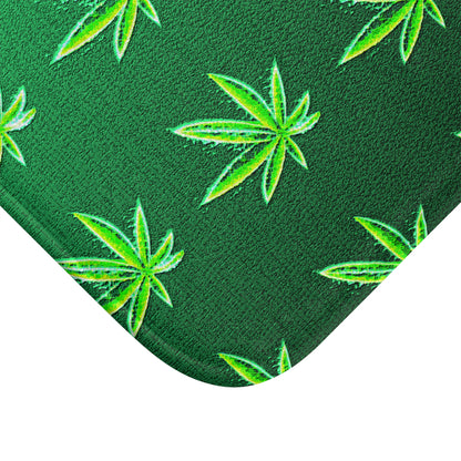 Green Leaf Marijuana Pot Weed Leaf 420 Leaf Bathmat