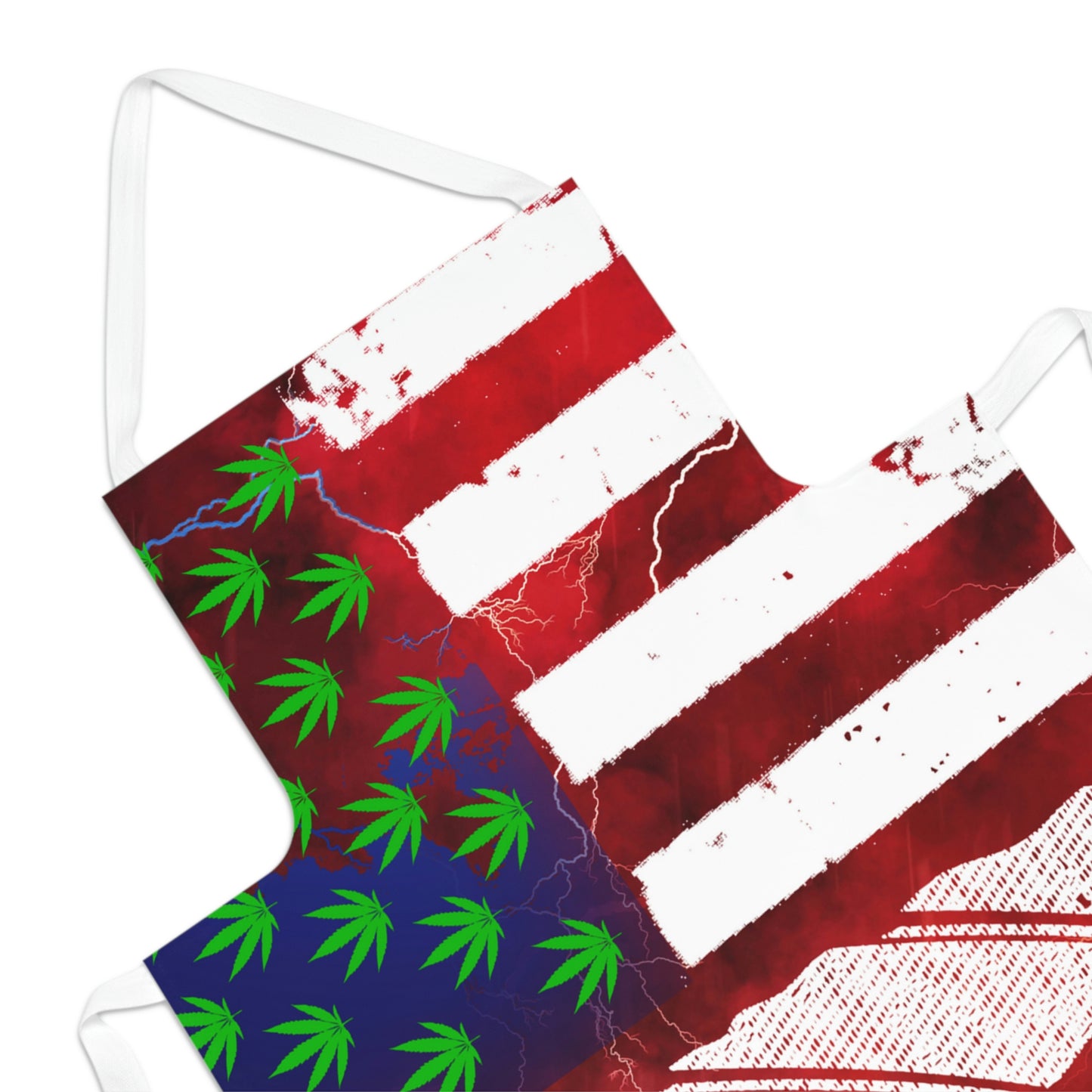 Flag Red, White And Blue Beautiful Red Background With Marijuana Pot Weed 420 Leaf Adult Apron