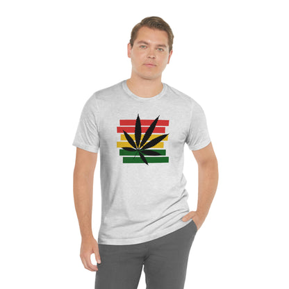 Pot Leaf With Classic Colors, Yellow, Green, Yellow, Unisex Jersey Short Sleeve Tee