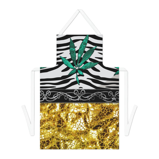 Gold And Zebra White And Black Marijuana Pot Weed Leaf 420 Weed Pot Marijuana Leaf Adult Apron