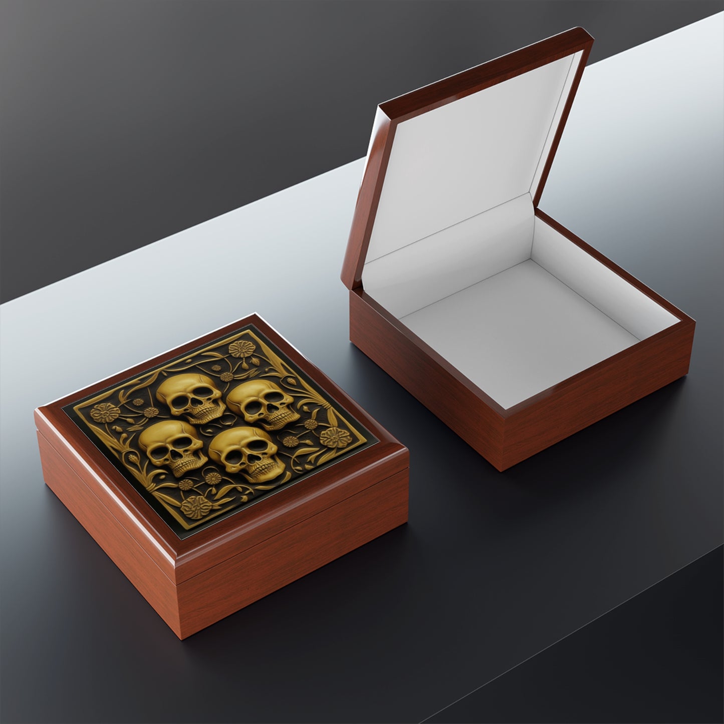Classic Metal Colors Multi Gothic Skulls Jewelry Box Jewelry Box