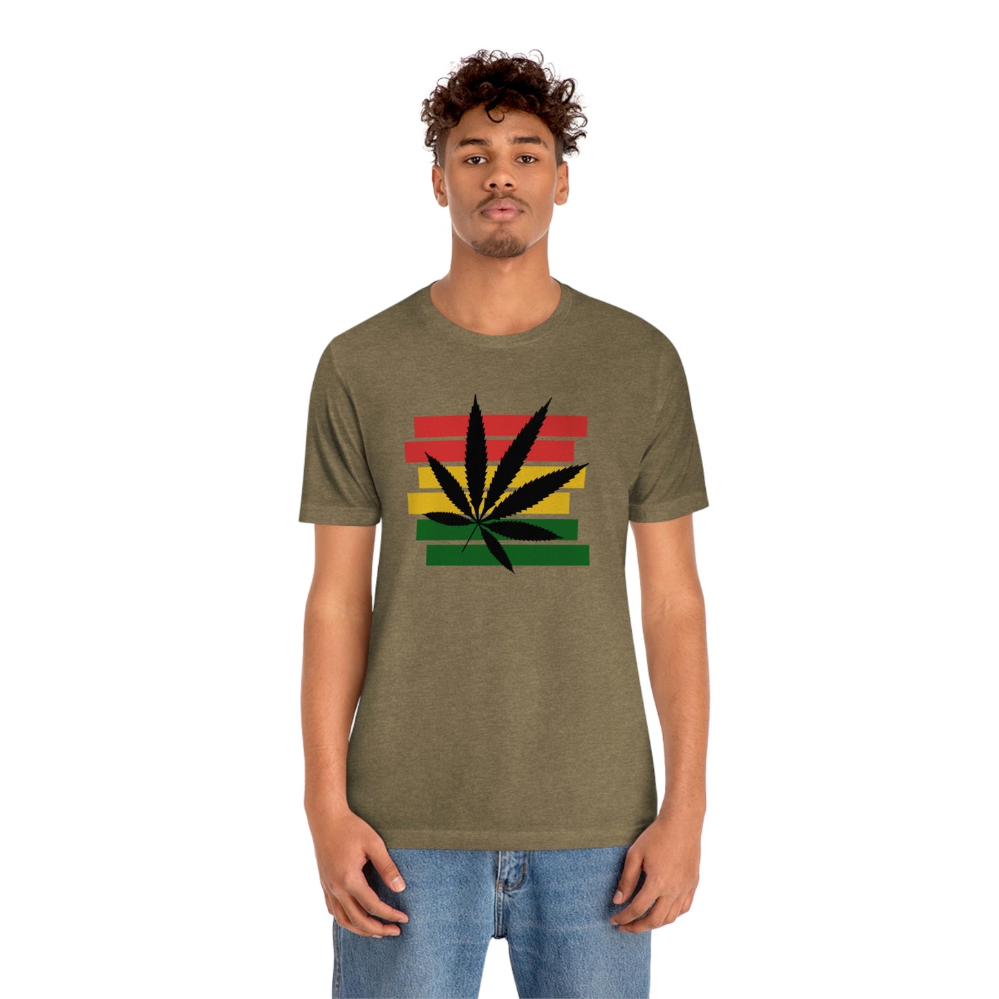 Pot Leaf With Classic Colors, Yellow, Green, Yellow, Unisex Jersey Short Sleeve Tee