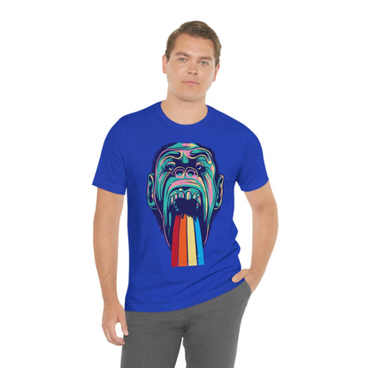 Color Ape Pouring flowing Rainbow Out His Mouth, Unisex Jersey Short Sleeve Tee