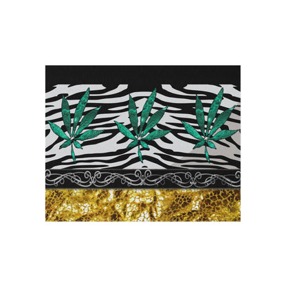 Gold And Zebra White And Black Marijuana Pot Weed Leaf 420 Weed Pot Marijuana Leaf Outdoor Rug