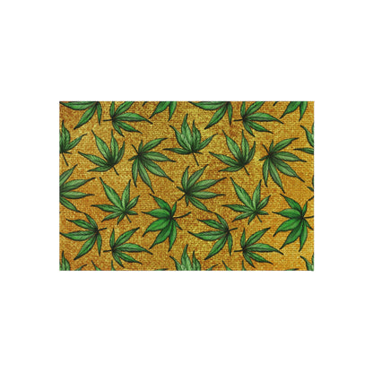 Gold And Green Marijuana Pot Weed Leaf With Gold Background 420 Outdoor Rug