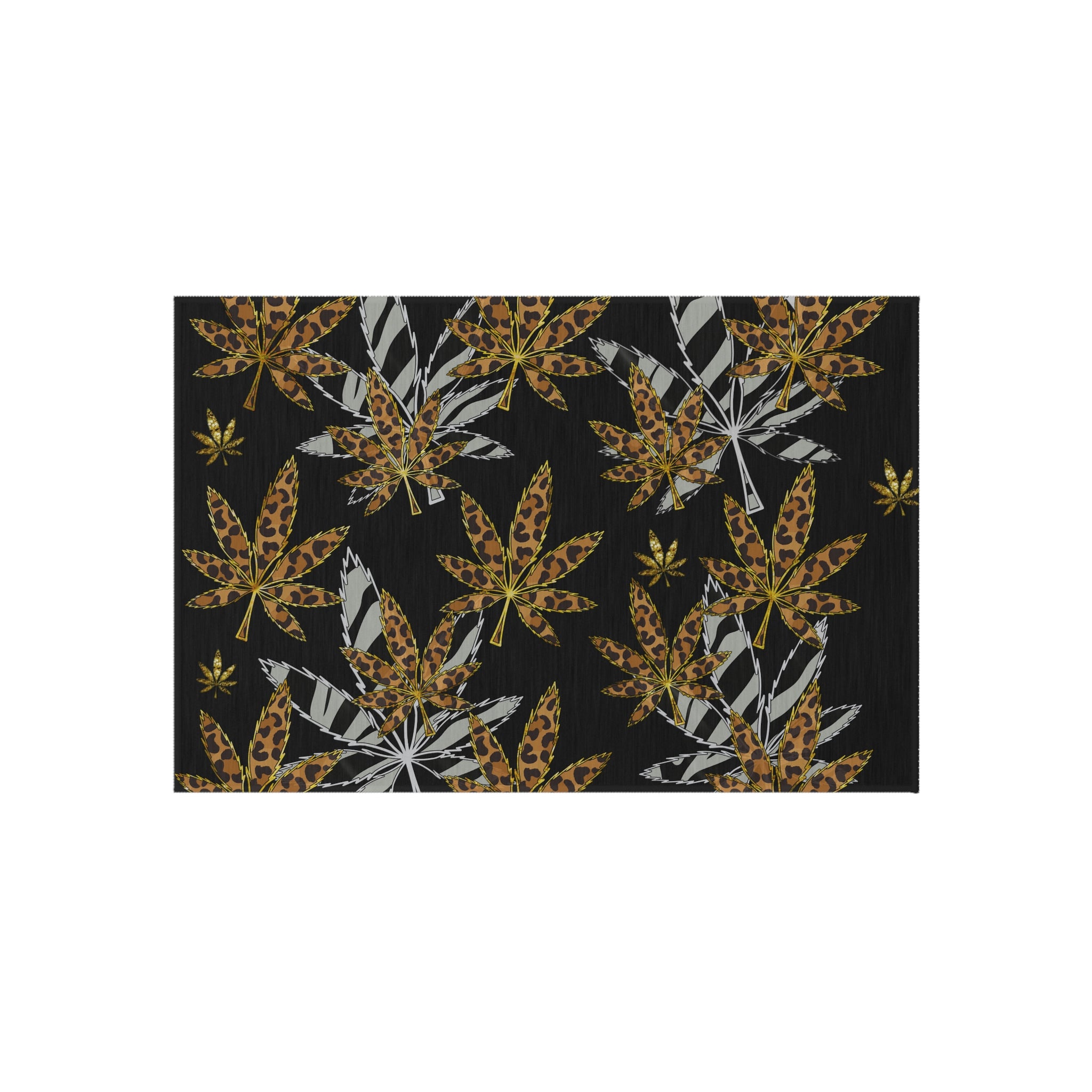 Gold And Zebra Marijuana Pot Weed Leaf 420 Marijuana Leaf Outdoor Rug