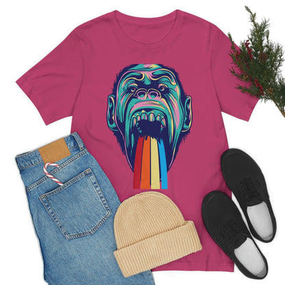 Color Ape Pouring flowing Rainbow Out His Mouth, Unisex Jersey Short Sleeve Tee