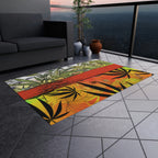 Beautiful Redish Orange Banded Marijuana 420 Pot Weed Leaf Outdoor Rug