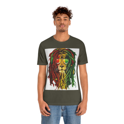 Reggae Lion With Dread locks, Unisex Jersey Short Sleeve Tee