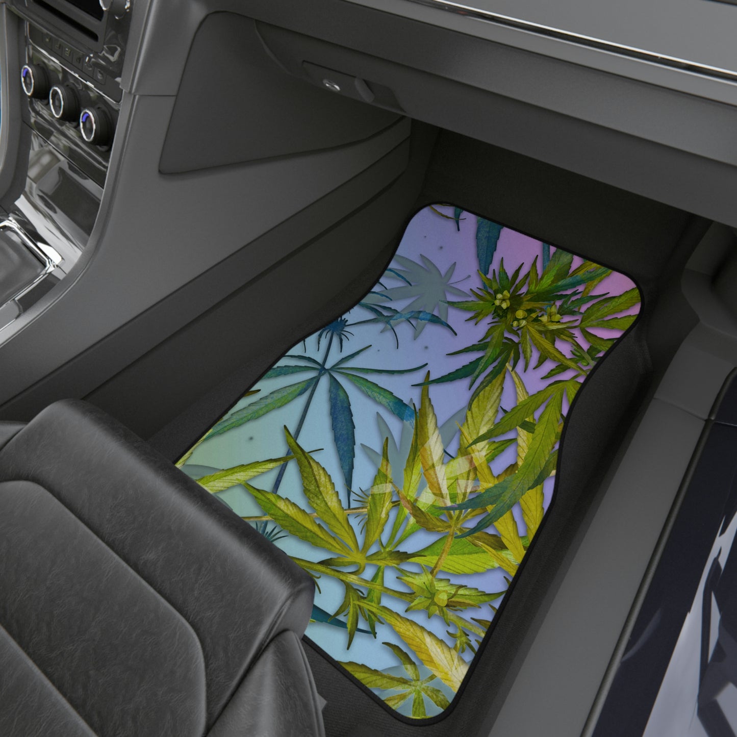 Sassy Pink And Green 420 Weed Marijuana Leaf Car Mats (Set of 4)