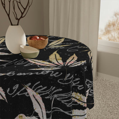 Gold And Black 420 Weed Pot Marijuana Leaf Tablecloth