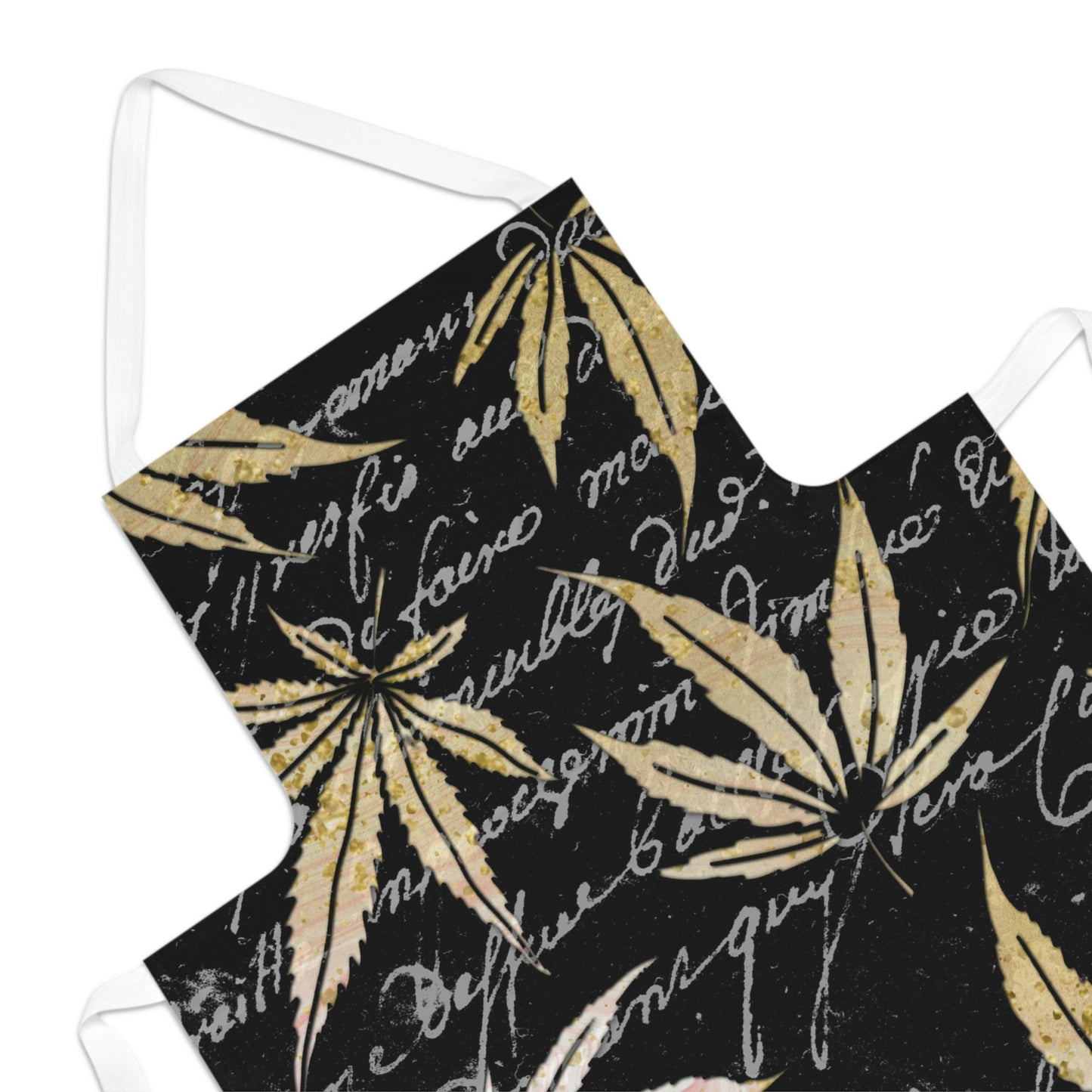 Gold And Black 420 Weed Pot Marijuana Leaf Adult Apron