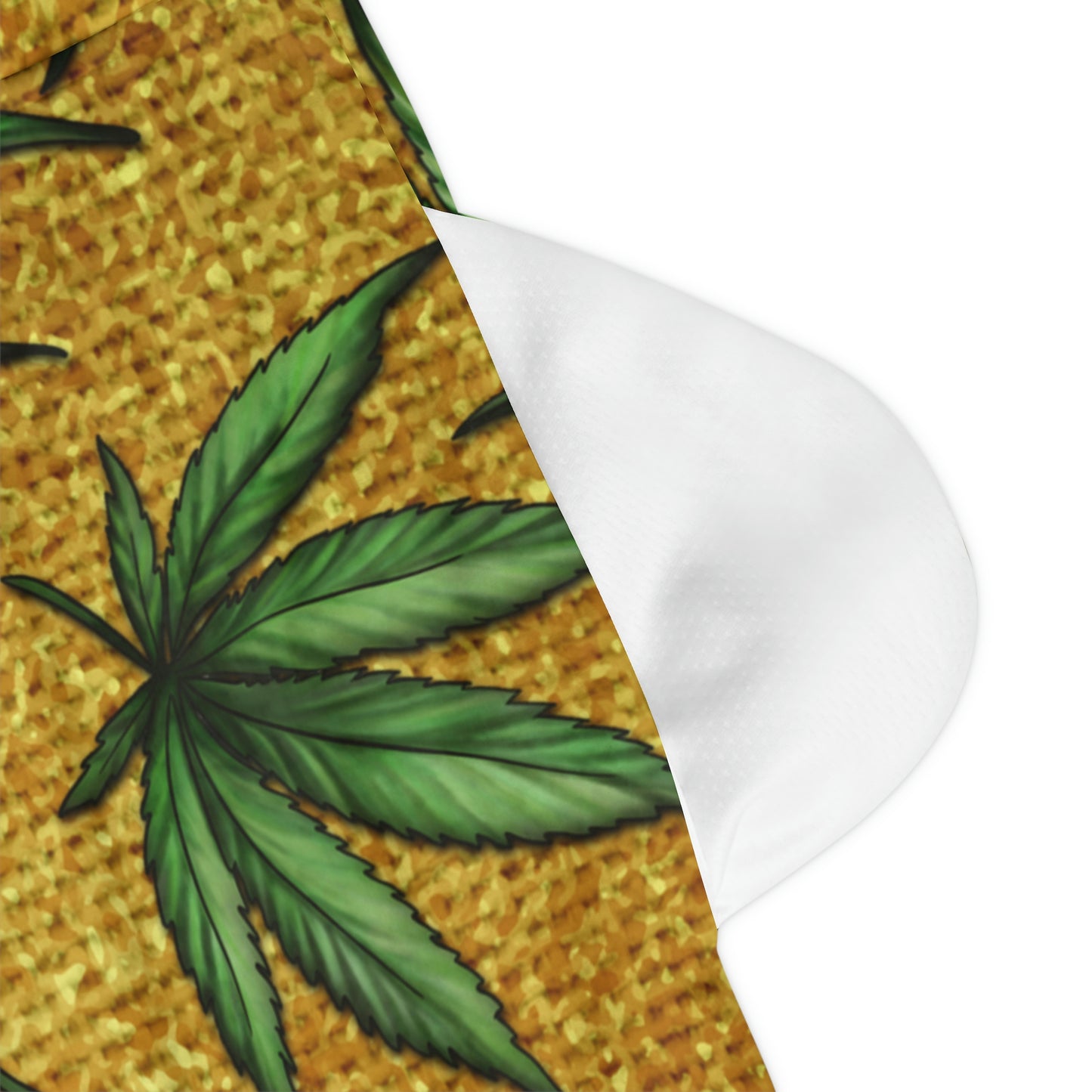 Gold And Green Marijuana Pot Weed Leaf With Gold Background 420 Basketball Rib Shorts (AOP)