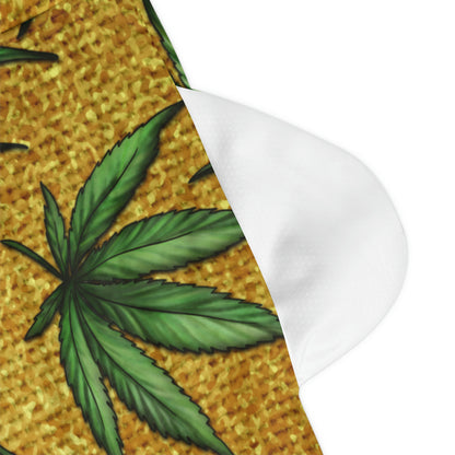 Gold And Green Marijuana Pot Weed Leaf With Gold Background 420 Basketball Rib Shorts (AOP)