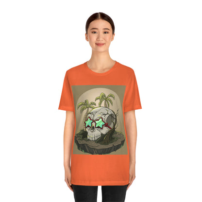 Tropical Island & Skull, Unisex Jersey Short Sleeve Tee