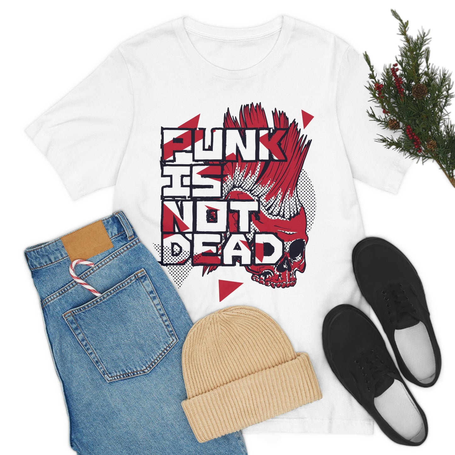 Punk Mohawk Skull, Punk Is Not Dead, Unisex Jersey Short Sleeve Tee