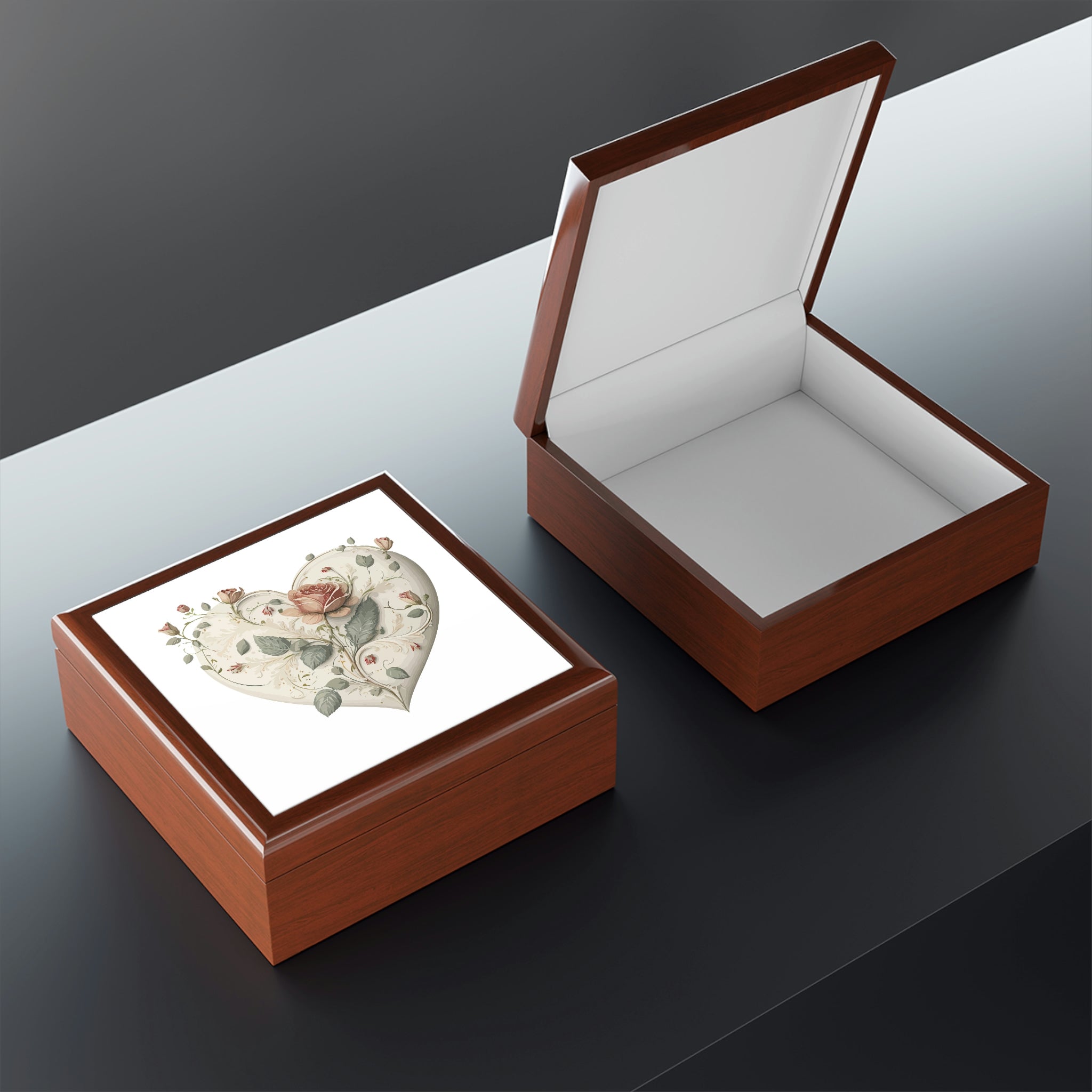 Intricate Hearts by Heron Lake Print 2 Jewelry Box
